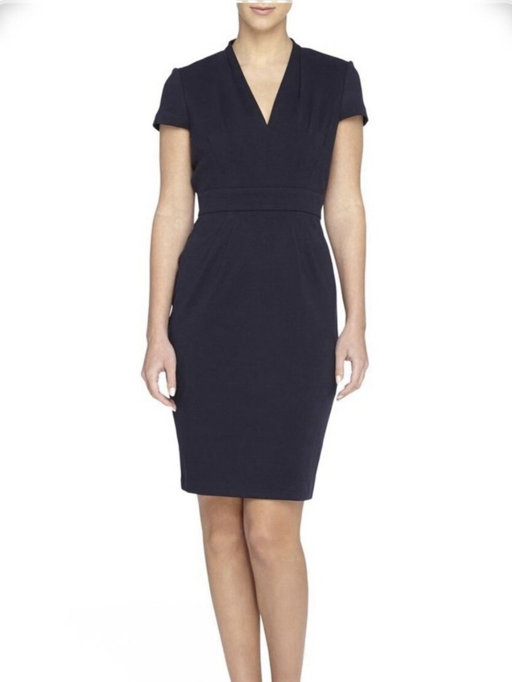 Catherine Malandrino Navy V-Neck Cap-Sleeve Dress